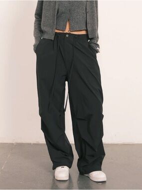 NWT An Action A Day Skyler Fleece-Lined Parachute Pants Paratrooper Wide Leg, M